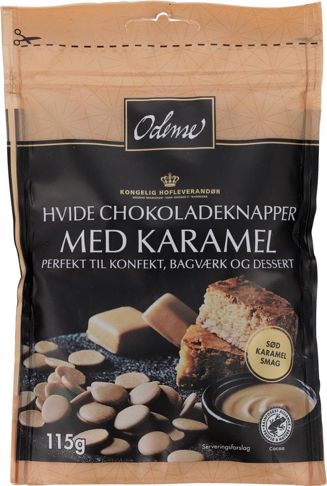 Chokoladeknapper Hvid Med Karamel 115 g